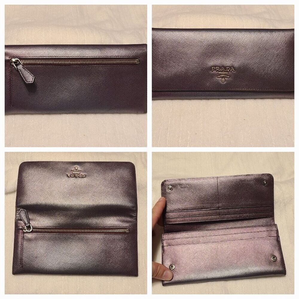 Prada Metalic Purple Long Wallet
